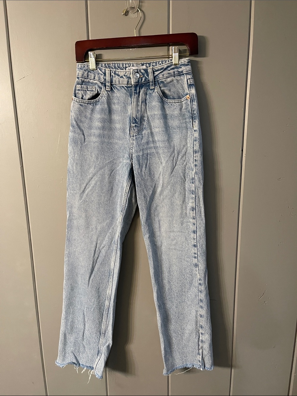 Zara Jeans Frayed Hem Hi Waist Boho Festival Coastal Cowgirl Western Grunge Sz 2